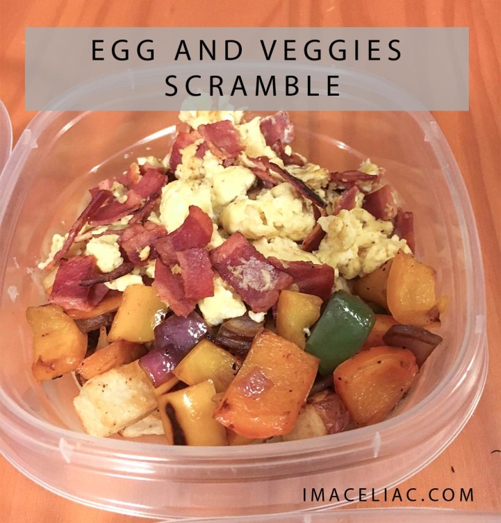 Easy pre-made breakfast for your healthy diet. Egg and Veggie Scramble is a quick breakfast on the go.