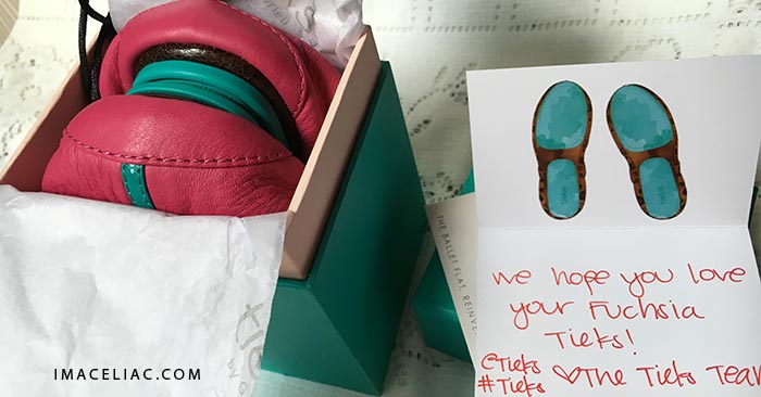 Adorable packaging for Tieks and a hand written note