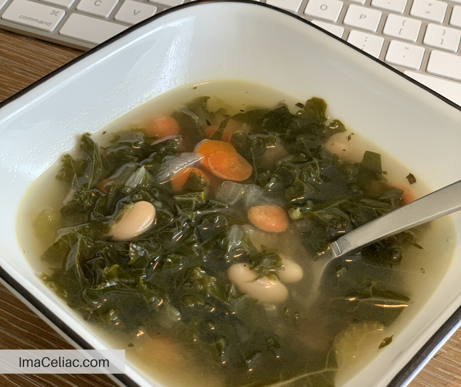 Easy gluten free kale and white bean soup